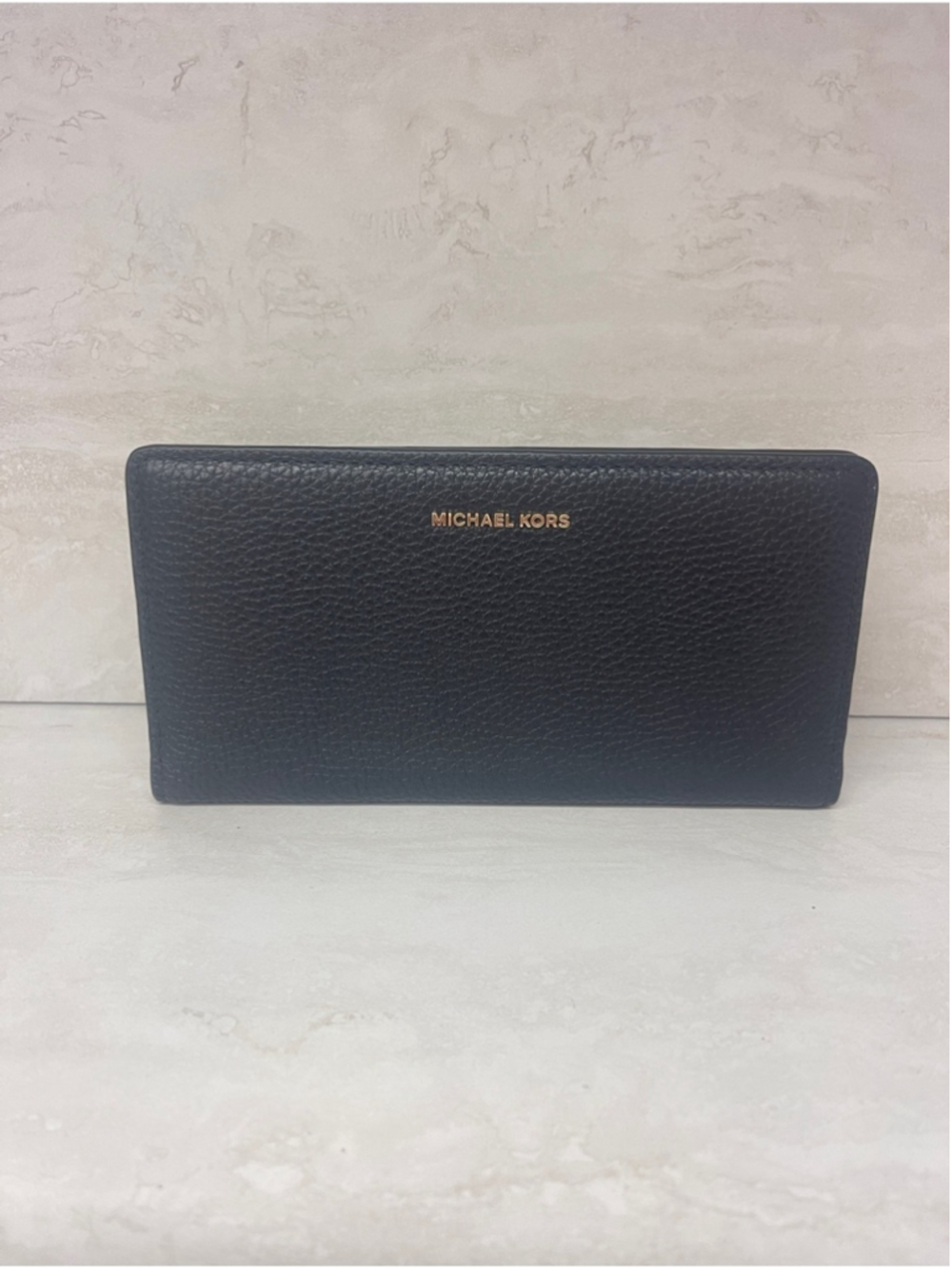 Michael Kors Bryant Black Pebbled Leather Snap Wallet